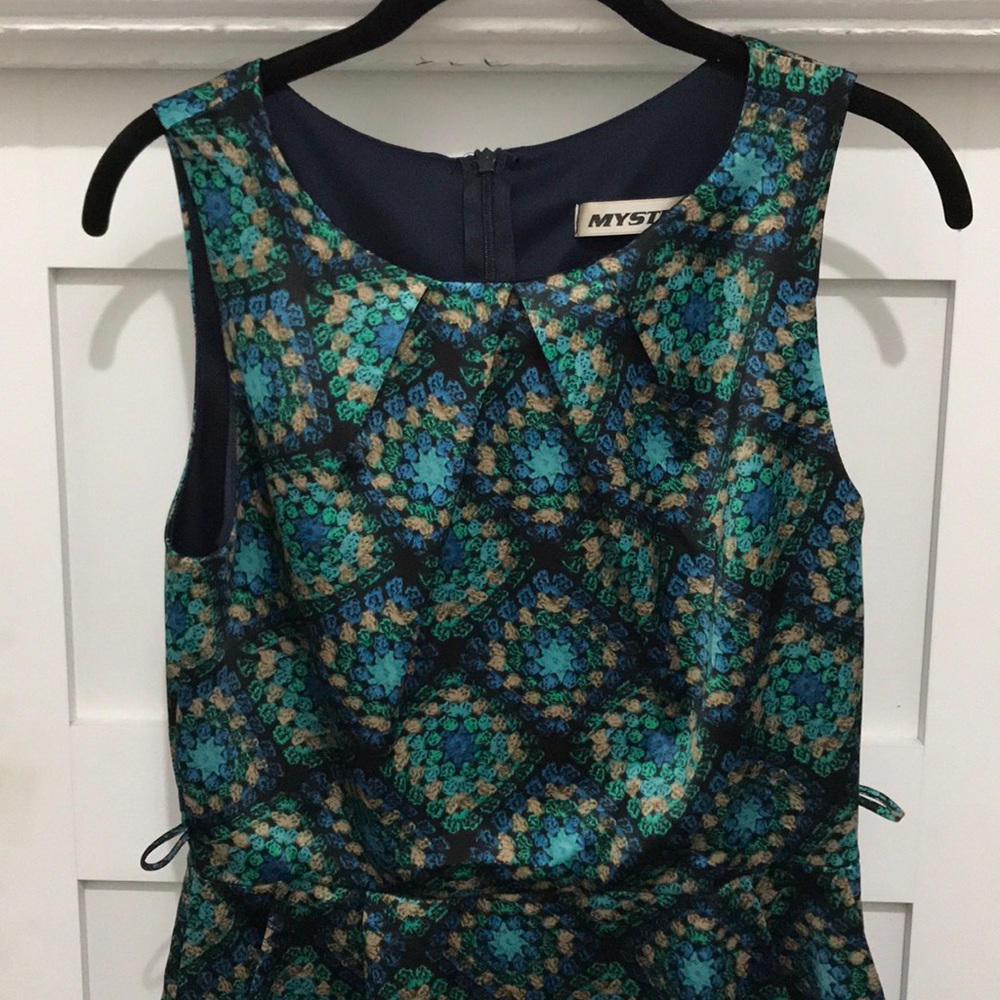 Faux Crochet Granny Square Dress w Pockets M